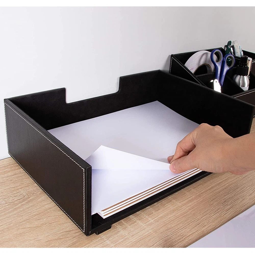 Faux Leather Document Paper Desk Tray Faux Leather Document Paper Desk Tray